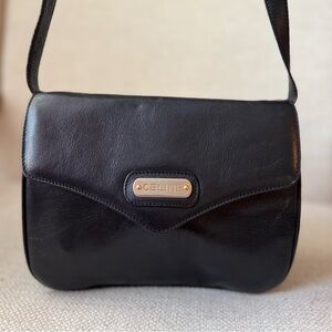 Vintage Celine Black Leather Crossbody Bag
